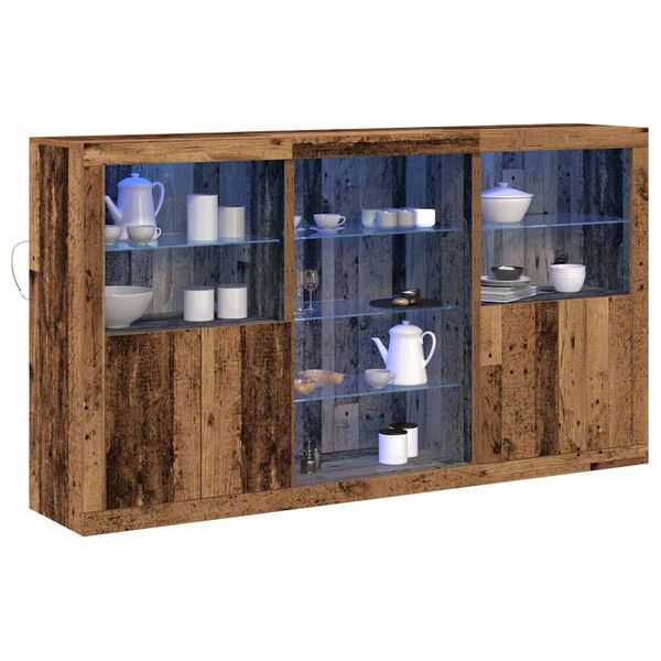 vidaXL LED sideboard Gammelt tre 181,5 x 37 x 100 cm Konstruert tre
