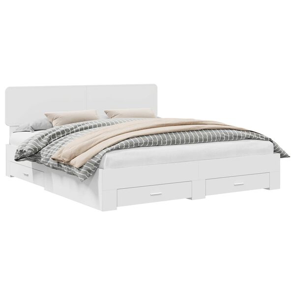 vidaXL Sengestamme med hodegjerde Hvit 200 x 200 cm Konstruert tre