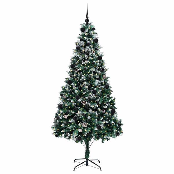 vidaXL Kunstig juletre med 300 LED grønn 210 cm PVC og Stål og Plast