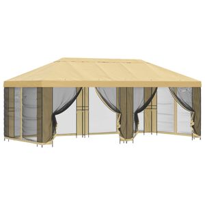 vidaXL Paviljong med sidevegger 6 x 3 m Krem Polyester og st&aring;l 190