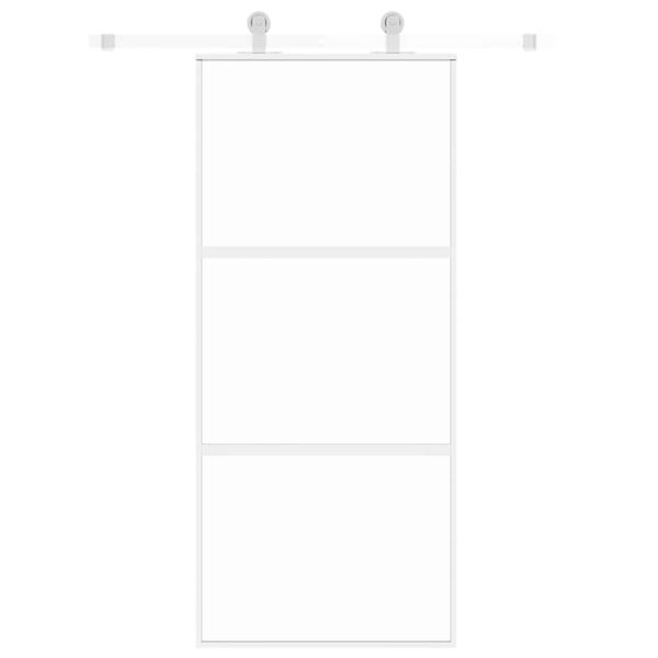 vidaXL Skyvedør hvit 90x205 cm herdet glass og aluminium