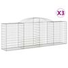 vidaXL Gabionkurver buede 3 stk 300x50x100/120 cm galvanisert jern