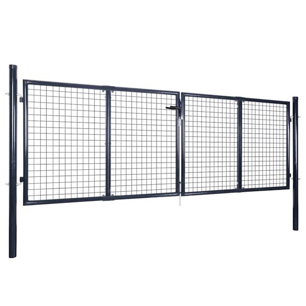 vidaXL Hageport av netting galvanisert st&aring;l 300x75 cm gr&aring;
