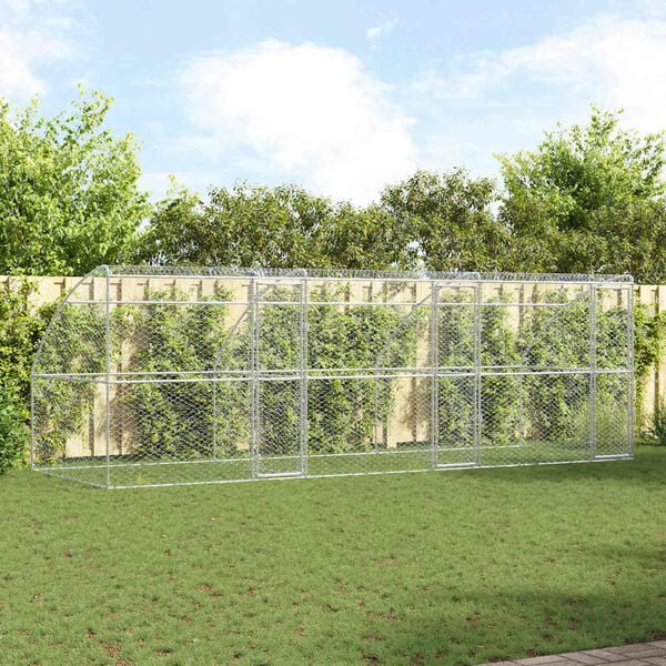 vidaXL Hundebur med lagring 3 pcs s&oslash;lv 6 x 2 x 2 m St&aring;l