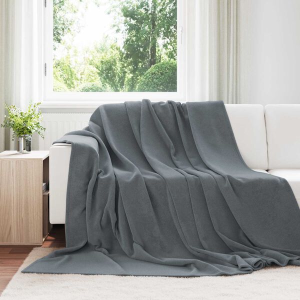 vidaXL Kastepledd 6 pcs M&oslash;rkegr&aring; 220 x 240 cm Fleece
