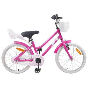 vidaXL Barnesykkel 18 Tommer for 5-7 &aring;r gammel M&oslash;rk rosa