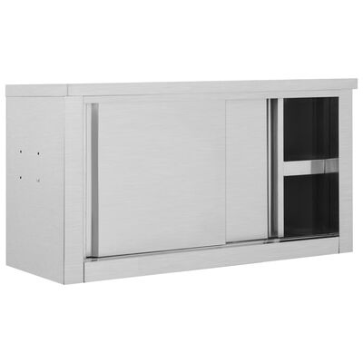vidaXL Kjøkkenskap vegg med skyvedører 90x40x50 cm rustfritt stål