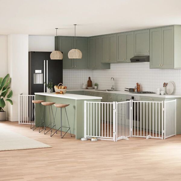 vidaXL Hundeport sammenleggbar 8 paneler hvit 640 cm poppeltre