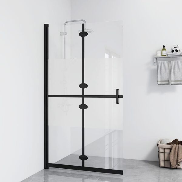 vidaXL Sammenleggbar dusjvegg med halvfrostet ESG-glass 100x190 cm