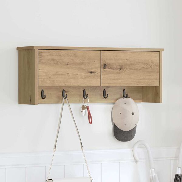 vidaXL Vegghengt kleshenger Artisan Eik 80 x 20 x 30 cm Konstruert tre