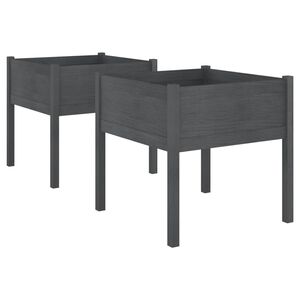 vidaXL Plantekasser 2 stk gr&aring; 70x70x70 heltre furu