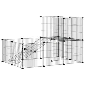 vidaXL Dyrebur 20 paneler med d&oslash;r svart 35x35 cm st&aring;l