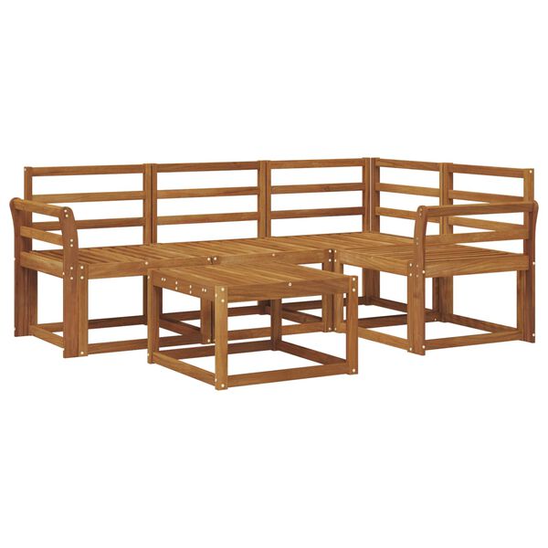 vidaXL Utend&oslash;rs sofa-sett 5 pcs Naturlig Solid akasietre