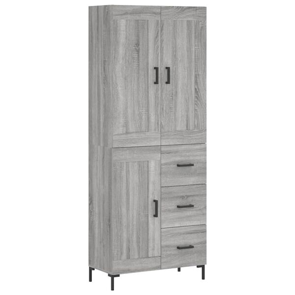 vidaXL Highboard gr&aring; sonoma 69,5x34x180 cm konstruert tre