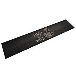 vidaXL Kj&oslash;kkenteppe vaskbar Cup svart 60x300 cm fl&oslash;yel