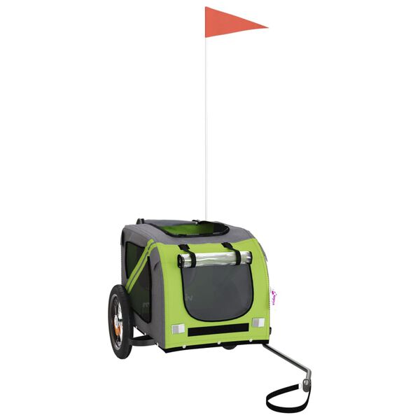 vidaXL Kj&aelig;ledyrsykkelhenger gr&oslash;nn og gr&aring; oxfordstoff og jern