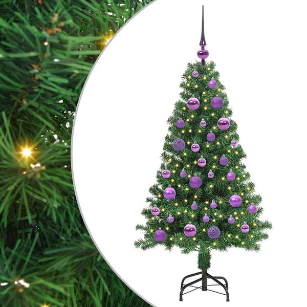 vidaXL Kunstig juletre med 150 LED gr&oslash;nn 120 cm PVC og St&aring;l og Plast