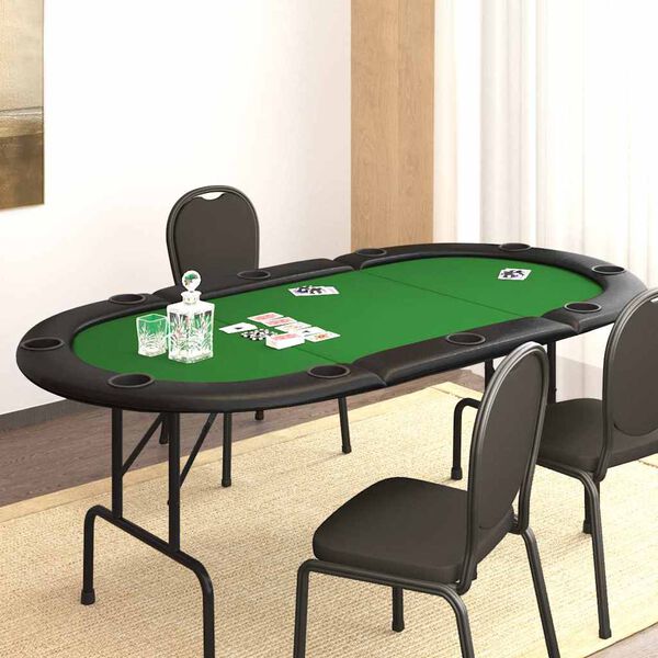 vidaXL Pokerbord sammenleggbart 10 spillere grønn 207x106x76 cm