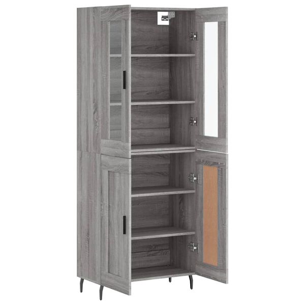vidaXL Highboard gr&aring; sonoma 69,5x34x180 cm konstruert tre