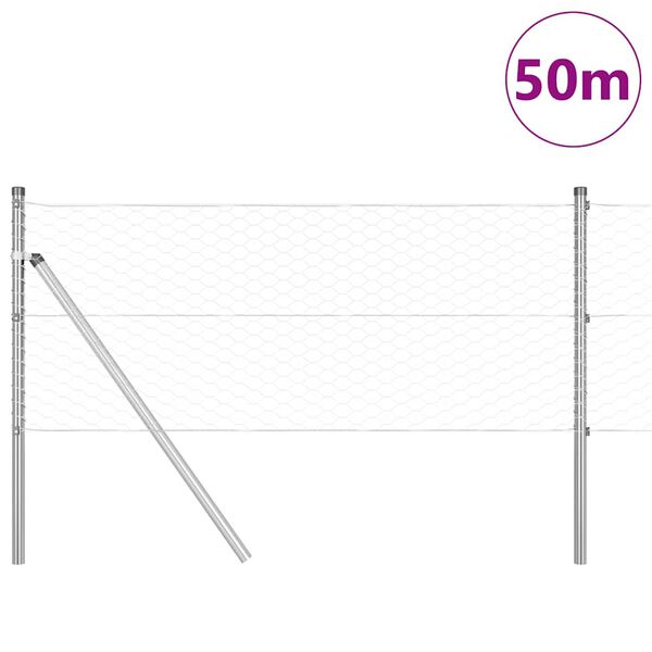 vidaXL Gjerdep&aring;le s&oslash;lv 50 x 0,6 m (36 mm netting) St&aring;l