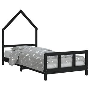 vidaXL Barnesengeramme svart 90x190 cm heltre furu