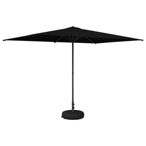 vidaXL Hageparasol med base 200 x 300 cm Polyester Rektangul&aelig;r Svart