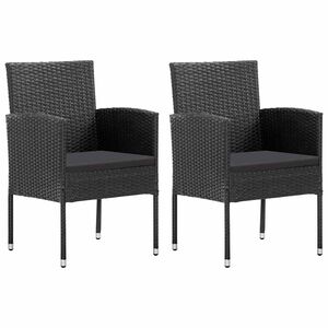vidaXL Hagestoler med svarte puter 2 stk svart polyrotting