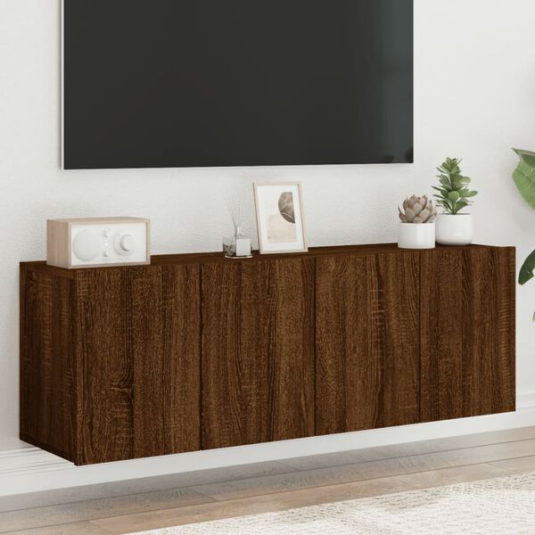 vidaXL Veggmonterte TV-benker 2 stk brun eik 60x30x41 cm