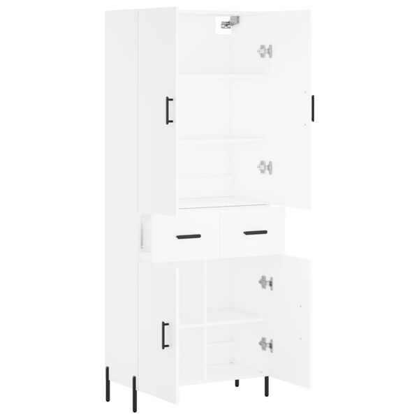 vidaXL Highboard hvit 69,5x34x180 cm konstruert tre