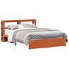 vidaXL Sengestamme med hylle Vokset Brun 160 x 200 cm Massiv furu