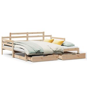 vidaXL Uttrekkbar dagseng med skuffer uten madrass 80x200 cm