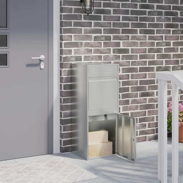 vidaXL Pakkeinnkast med d&oslash;r Svart 41 x 38 x 103 cm Galvanisert St&aring;l