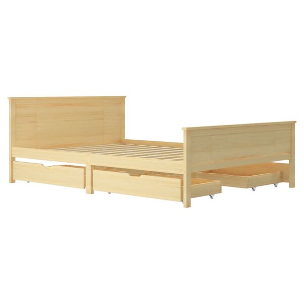 vidaXL Sengeramme med 4 skuffer heltre furu 160x200 cm