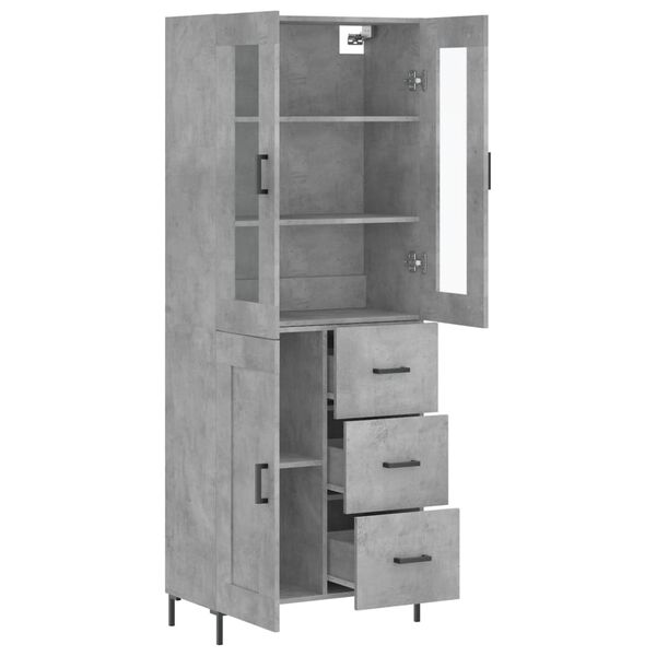 vidaXL Highboard betonggr&aring; 69,5x34x180 cm konstruert tre