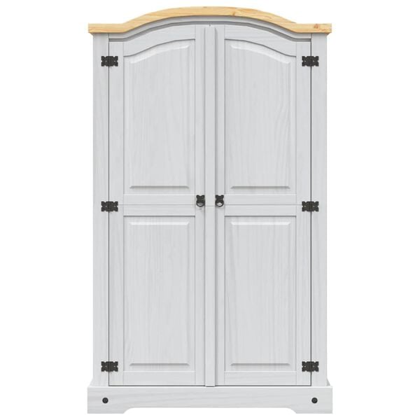 vidaXL Garderobeskap meksikansk corona-stil furu 2 d&oslash;rer hvit