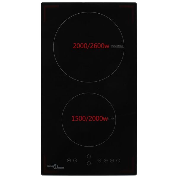 vidaXL Induksjonskomfyr med 2 plater berøringskontroll glass 3500 W