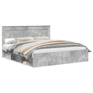 vidaXL Sengestamme med hodegjerde Betong 180 x 200 cm Massiv furu
