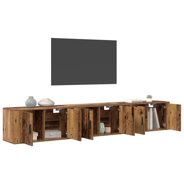 vidaXL Veggmontert TV-hylle sett 3 pcs Gamle tre 80 x 34,5 x 40 cm