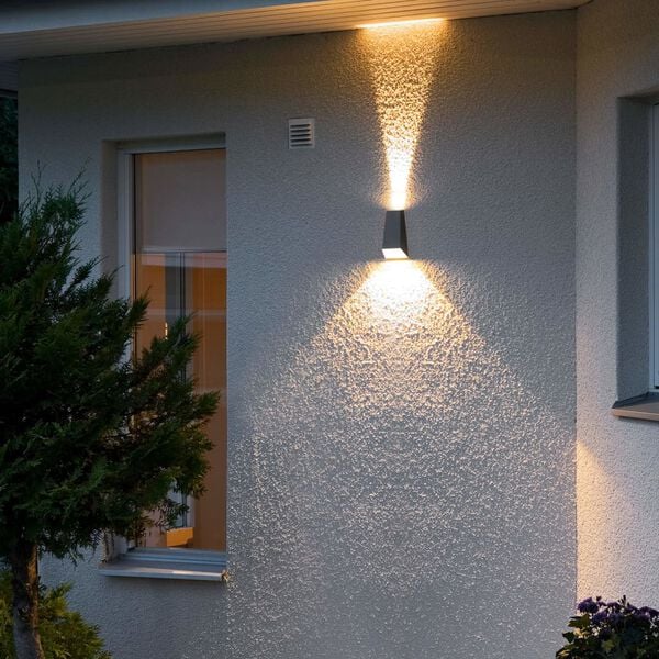 KONSTSMIDE LED-vegglampe Imola 2x3W m&oslash;rkegr&aring;