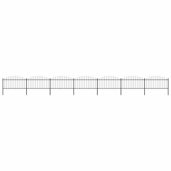 vidaXL Hagegjerde med spydtopp st&aring;l 1248x150 cm svart