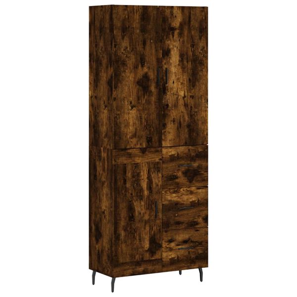 vidaXL Highboard r&oslash;kt eik 69,5x34x180 cm konstruert tre