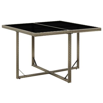 vidaXL Hagebord grå 109x107x74 cm polyrotting og glass