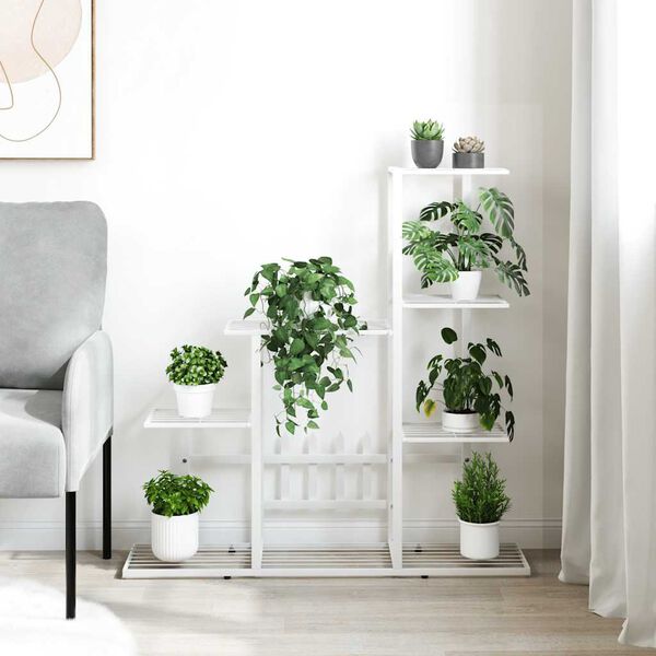 vidaXL Blomsterstativ 94,5x25x88 cm hvit metall