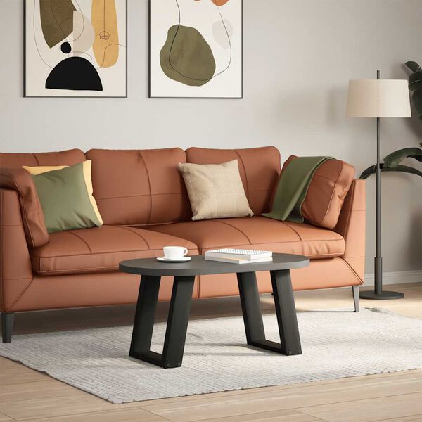 vidaXL Salongbordben U-formet 2 stk svart 38 x (42-43) cm st&aring;l