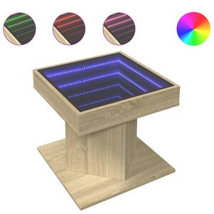 vidaXL Salongbord med LED sonoma eik 50x50x45 cm konstruert tre