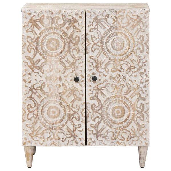 vidaXL Oppbevaringssideboard Hvit 60 x 33,5 x 75 cm Massiv mango tre