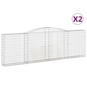 vidaXL Gabionkurver buede 2 stk 400x30x120/140 cm galvanisert jern