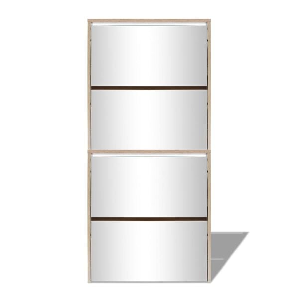 vidaXL Skoskap 4 hyller speil eik 63x17x134 cm