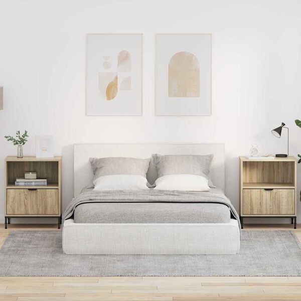 vidaXL Nattbordskap 2 pcs Sonoma eik 49 x 36 x 61 cm Konstruert tre