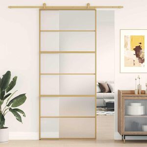 vidaXL Skyved&oslash;r gull 90x205 cm frostet ESG glass og aluminium